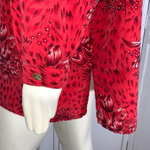 Vintage Sag Harbor Red Floral Oversized Button Down Shirt Size 22W - Picture 7 of 10